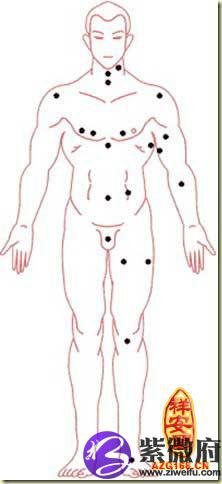 男人全身痣相图解
