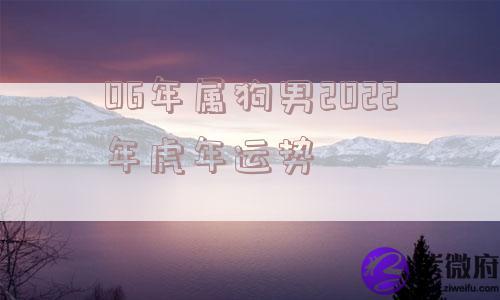 06年属狗男2022年虎年运势