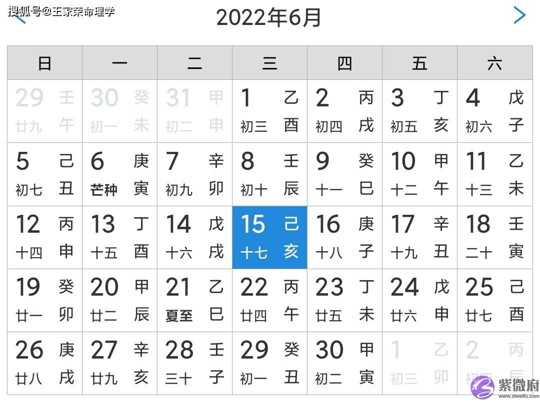 老黄历查询黄道吉日 每日运程日历 农历五月十七 星宿宜忌吉凶 2022.6.15
