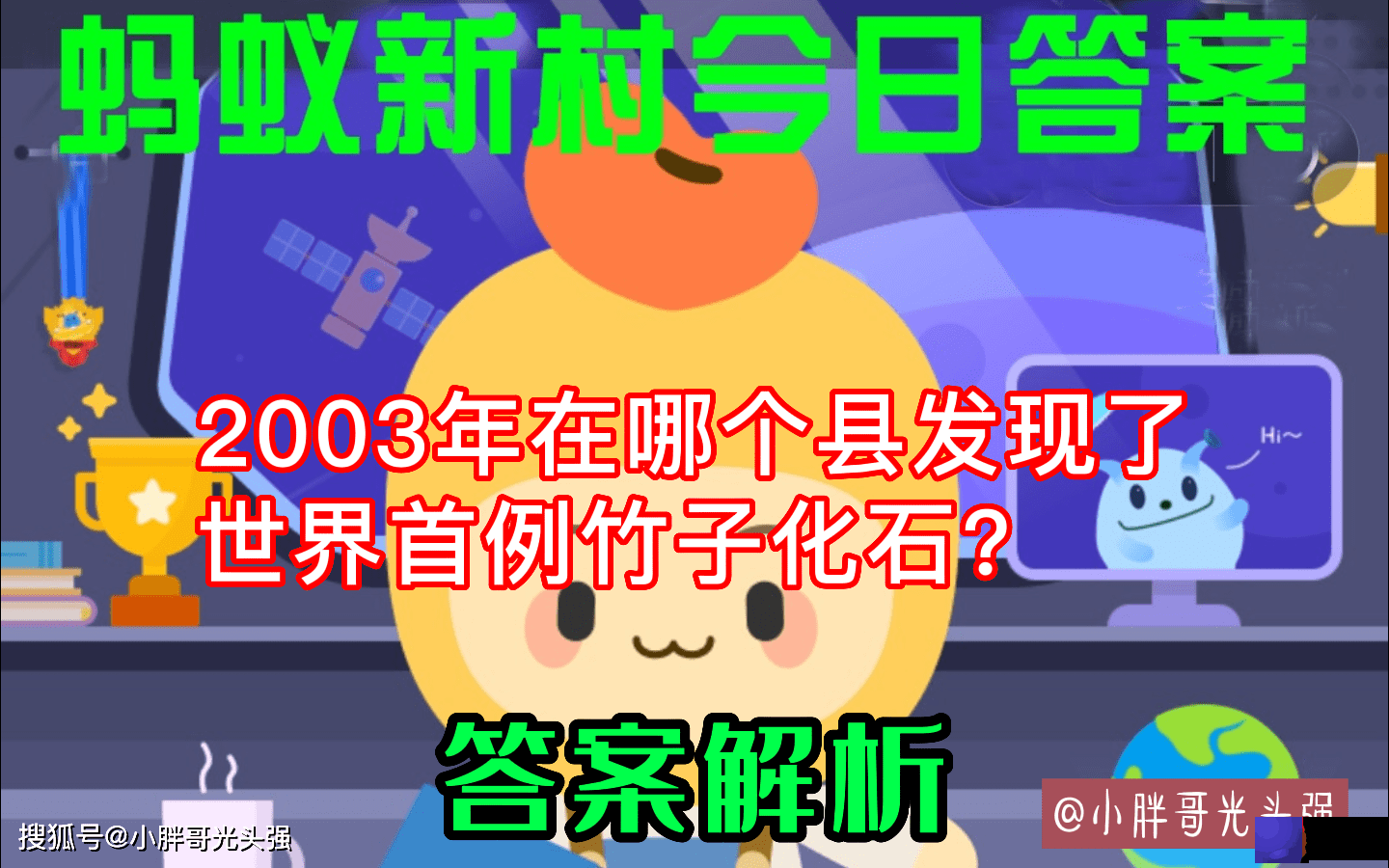 2003年在哪个县发现了世界首例竹子化石？6月4日蚂蚁新村知识问答
