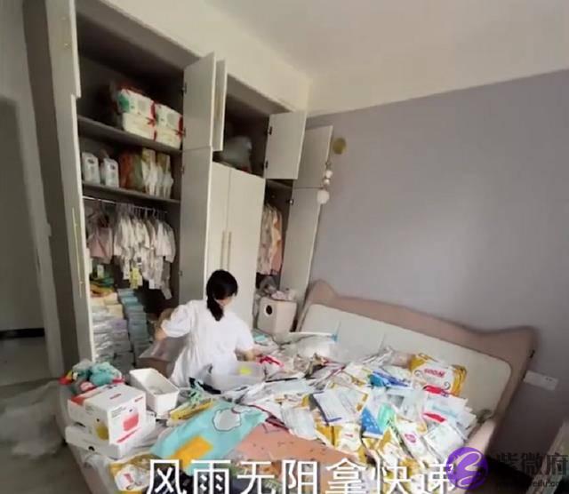 四川男子在宝宝出生前疯狂购物，几百个快递堆成山，女子反应真实