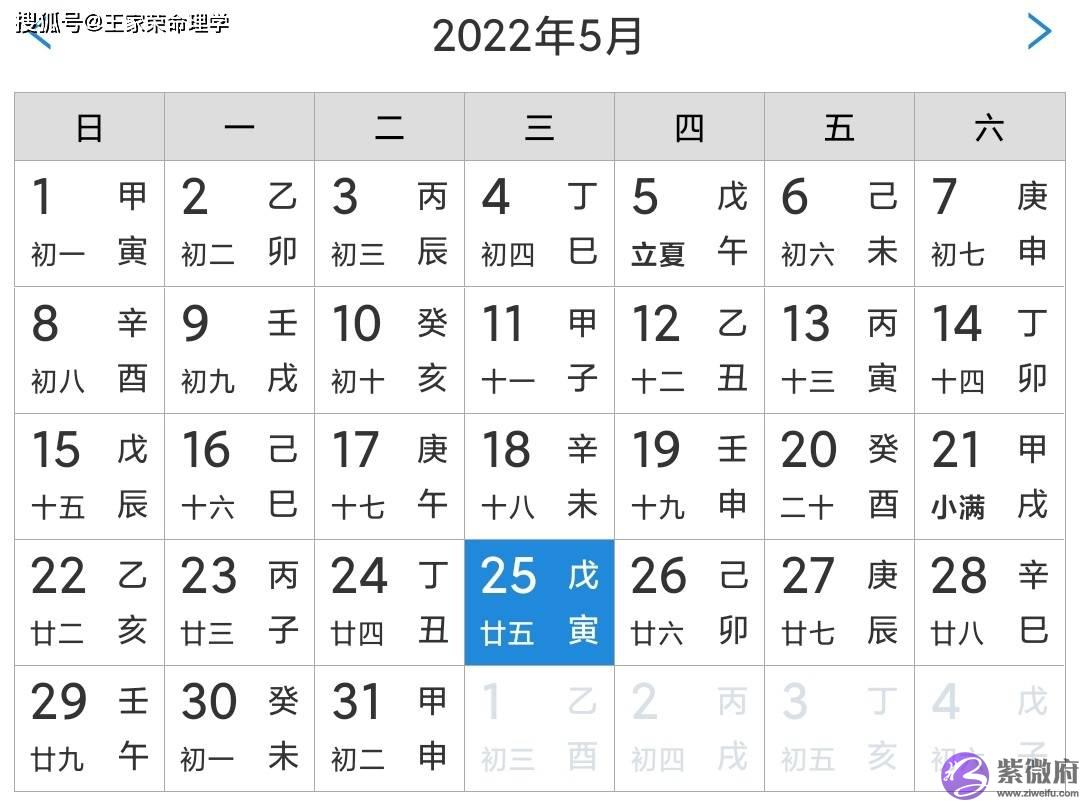 每日老黄历吉日查询 星宿吉凶宜忌 万年历 农历四月二十五运程 2022.5.25
